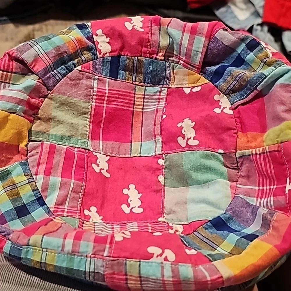 Disney Parks Pink Patchwork Mickey Mouse Hobo Madris Cotton Bag Purse